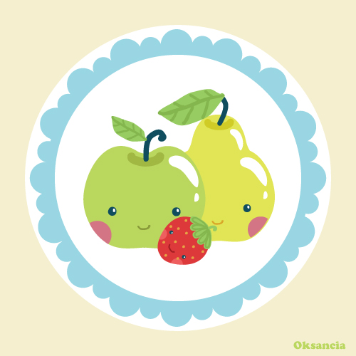 Happy Fuit Family - vector illustration by Oksancia on Istockphoto