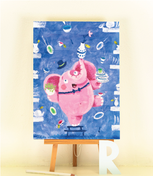 Elephant archival print on my easel - Oksancia