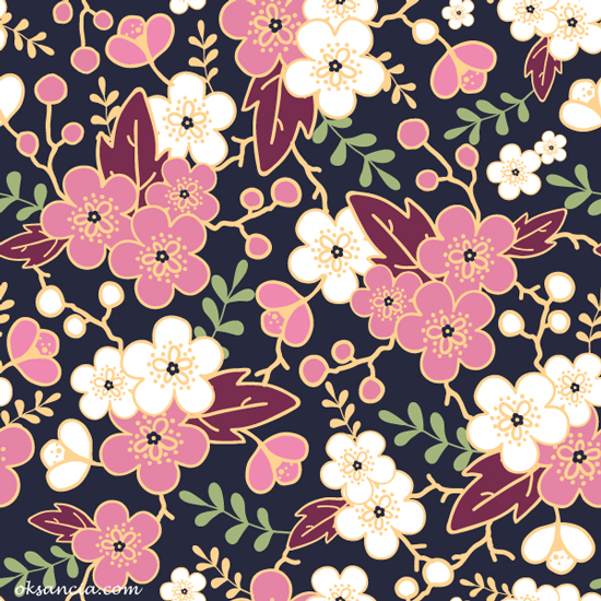 Night Garden - vector seamless pattern by Oksancia