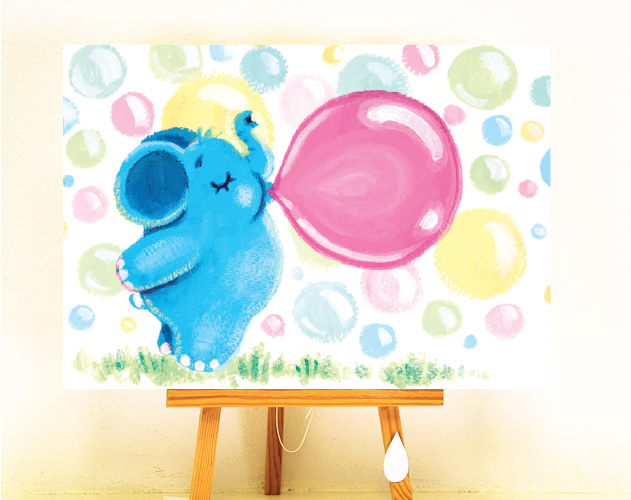 Bubbles - Rondy the Elephant illustration by Oksancia - print