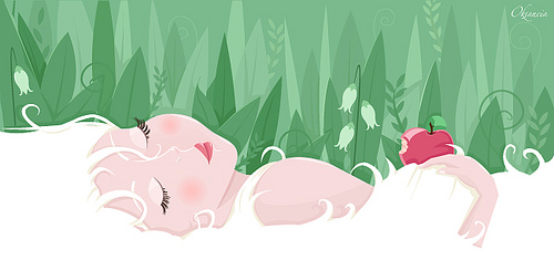 Asleep vector illustration by Oksancia
