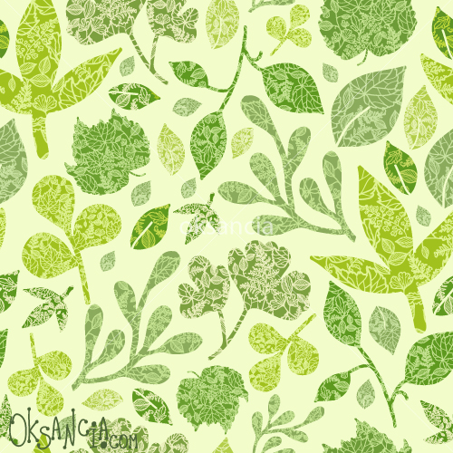 Detailed leaves - vector seamless pattern for fabric design by Oksancia